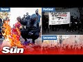 Antifa mob vowing REVENGE smash Dem HQ and burn US flags after Biden sworn in