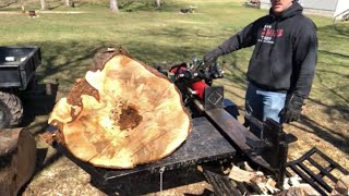 Splitting some large Maple rounds and how I stack my firewood