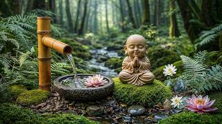 Peaceful Piano Music 🍃 Relieve Stress &amp; Anxiety, Bamboo Water Fountain for Deep Sleep