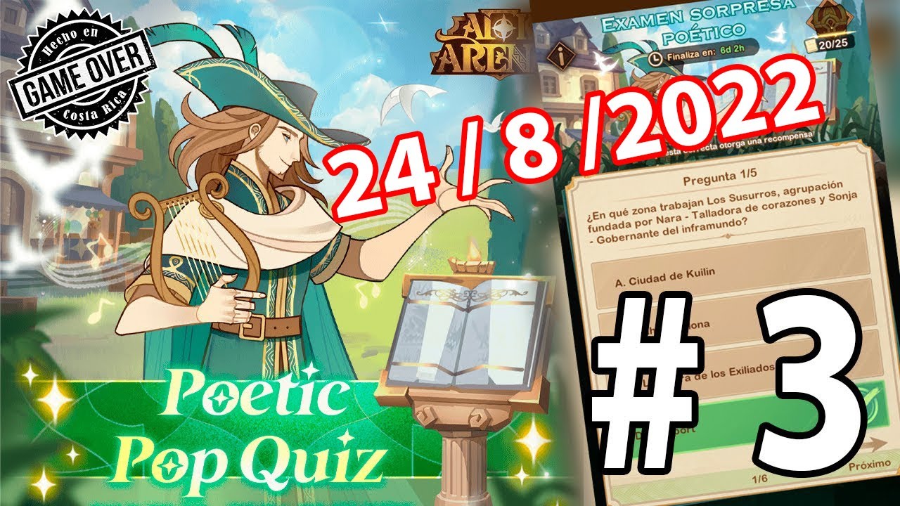 Poetic Pop Quiz day 3 Examen Sorpresa Poético dia 3 AFK Arena YouTube