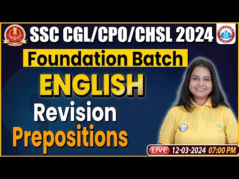 SSC CGL, CHSL & CPO Class, English Prepositions Revision Class, SSC CGL English Class by Kiran Mam