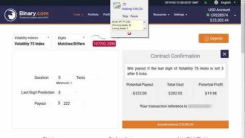 REAL ACCOUNT +$1518 USD Automated Trading Binary.com Volatility 12 February 2019