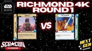 Star Wars Unlimited 4K  Round 1 | Boba Yellow vs Luke Green | SCG CON Richmond