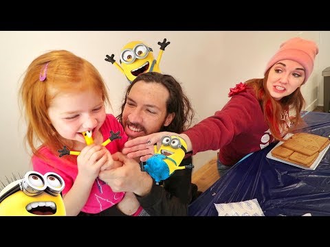 ADLEY EATS A MiNiON!!  Mystery Present Challenge making Gingerbread Christmas Decorations vs Mom