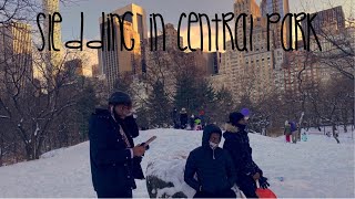 Sledding in Central Park New York Christmas vlog 2020