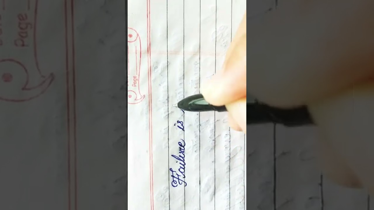 Failure is the pillar of success. Cursive writing motivation qoute. Good hand writing