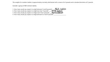 MyOpenMath - Normal Distribution Application - Newborn Weights (part 4)