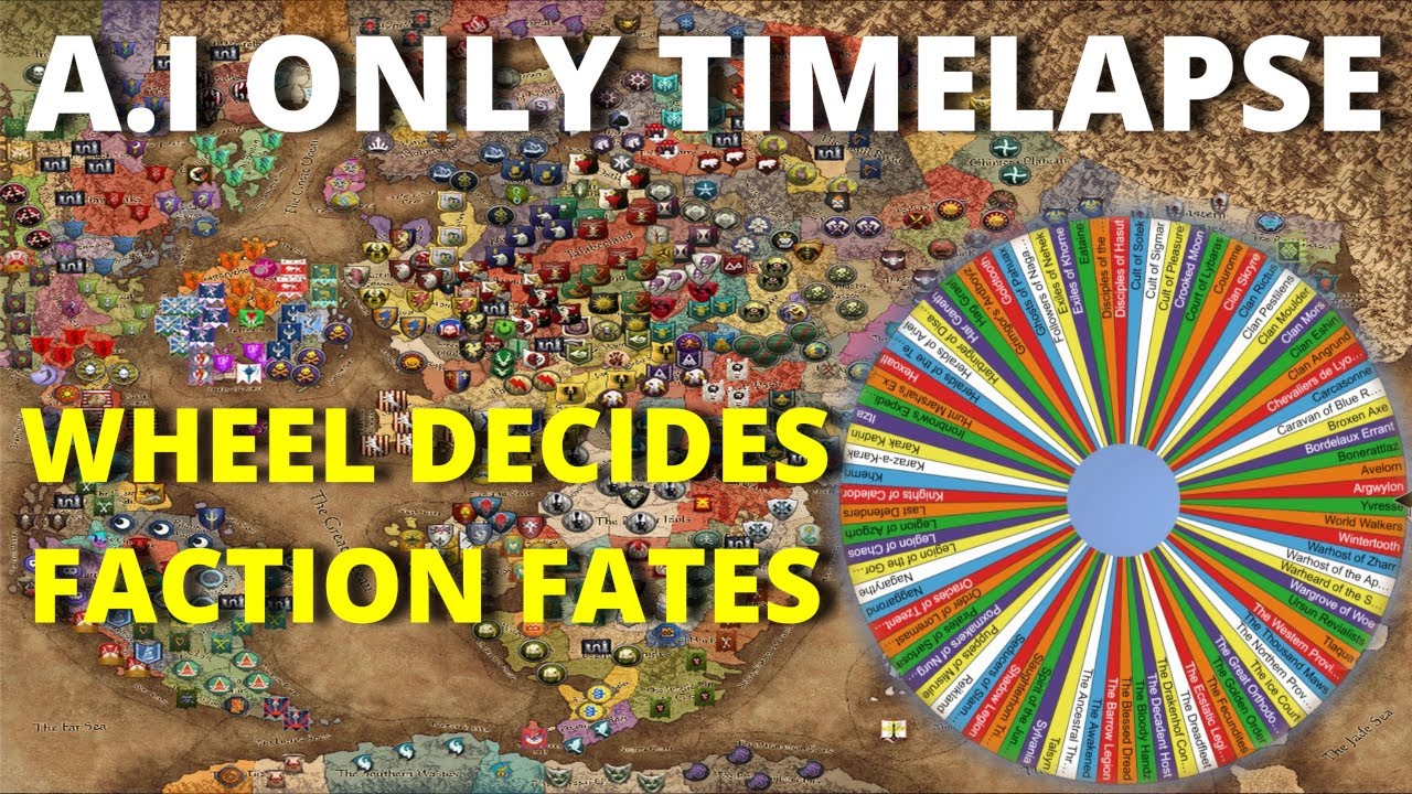 Warhammer 3: 300 Turn A.I Timelapse but every 25 turns wheel removes a faction