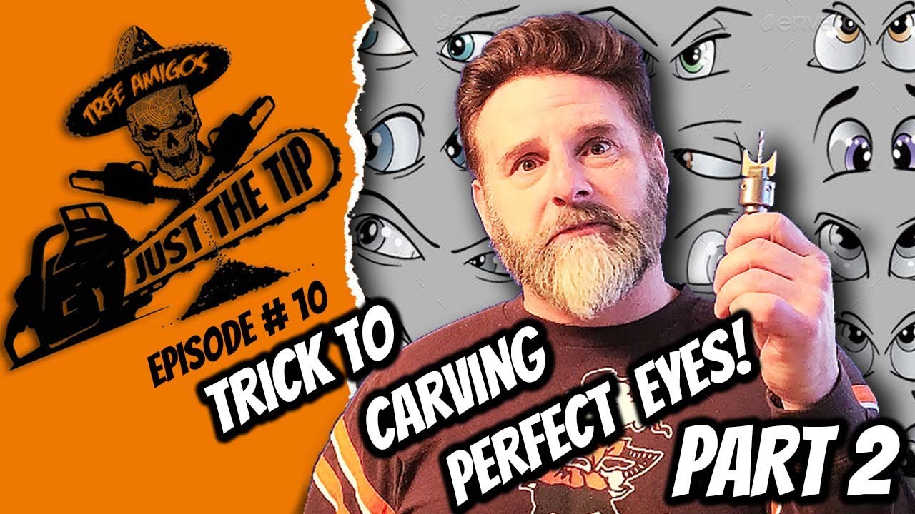CHAINSAW CARVING FOR BEGINNERS / JUST THE TIP : Episode 10 / TRICK TO CARVING PERFECT EYES PART 2!