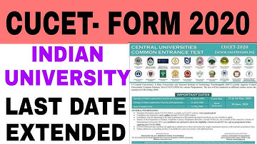 Cucet Entrance Exam Form Date 2020 || New Update Cucet Admission 2020