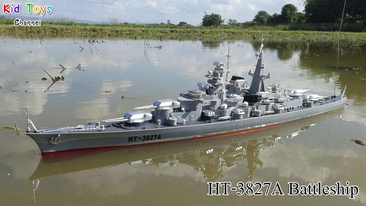 RC HT-3827A Battleship 1/360 model series &amp; Army men - YouTube