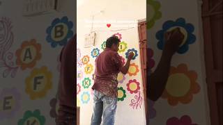 Amazing Alphabet Wall Painting for Kids Classroom | A to Z Flower Art 🌸🎨 | Classroom Decoration
