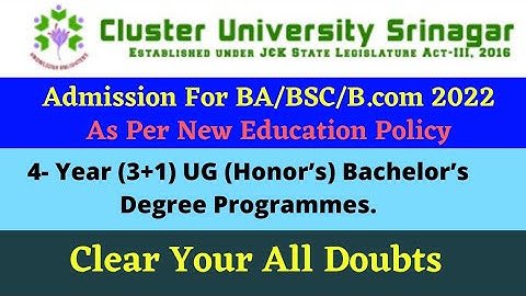 Admission Notification No 01  Cluster University Srinagar 2022 | As per New Education Policy