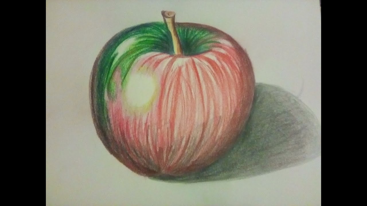 Pintura de Maçã a lápis de cor