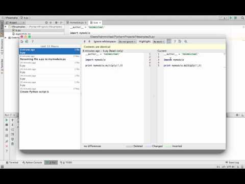 אופן השימוש ב-local history שיש ב-PyCharm