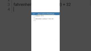 Convert temperature in Celsius to Fahrenheit using python #python #pythonforbeginners #convert #code