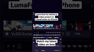 Famous Restore backup project LumaFusion - recover deleted video Wealth
