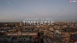 [4k] 🇬🇧Morning Moonset to Sunset Black Friday 13 January 2023 London | Timelapse @walkxtravel