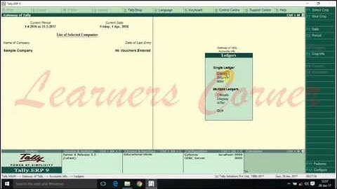 Bank Ledger Creation in Tally. ERP 9 Version 5.5