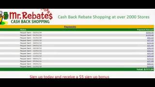Cash back rebate shopping over 2000 stores