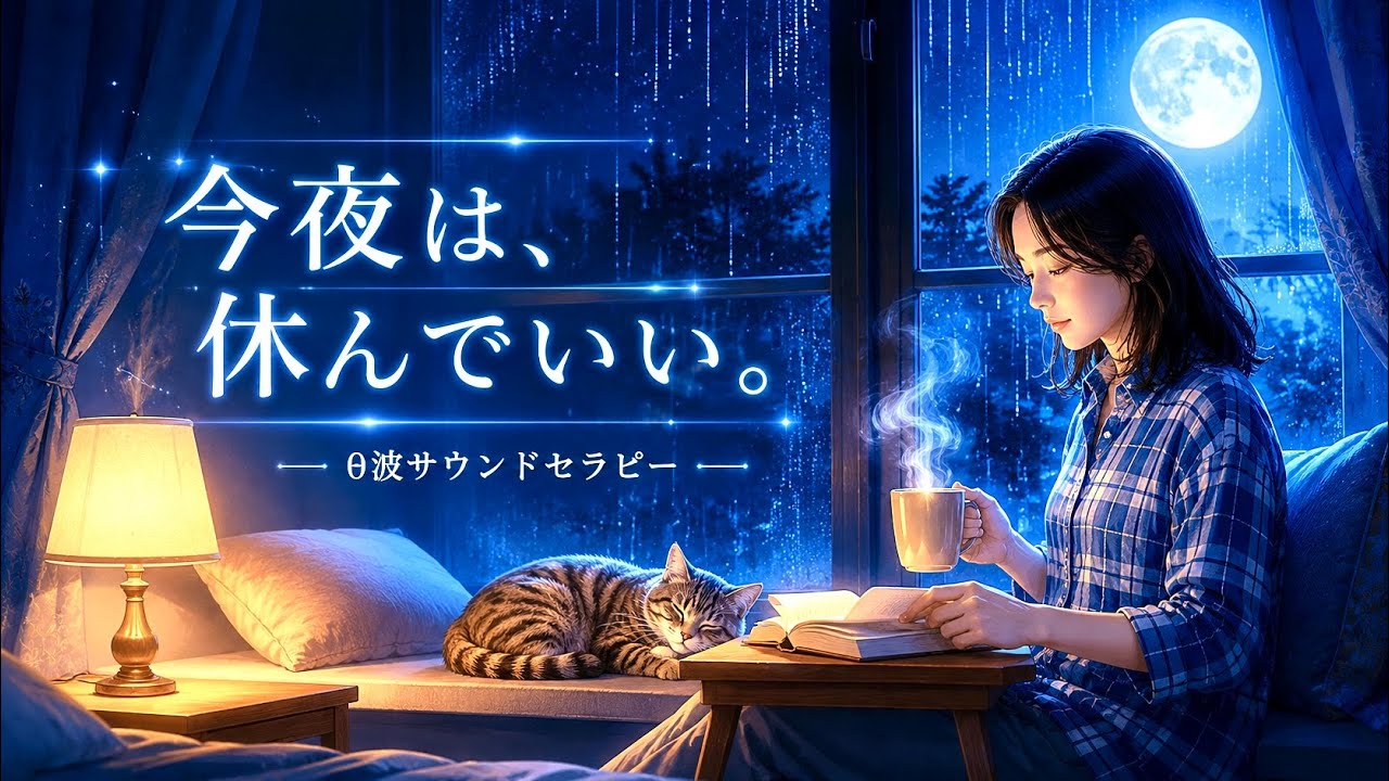 疲れた脳を休めるθ波|満月の夜に脳を休める音楽【作業・睡眠前に】 - YouTube