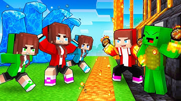 JJ’s WATER Girls vs FIRE Security House - Maizen Minecraft Animation