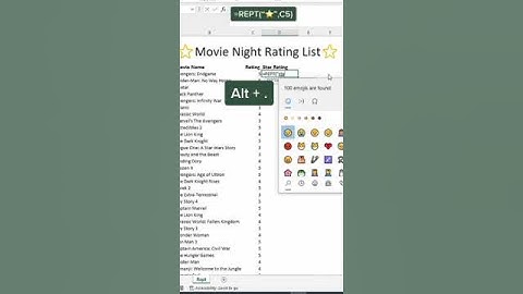 Using Star Rating Chart in MS Excel🤩| #video #shorts #youtube #viral #excel #youtubeshorts #rating