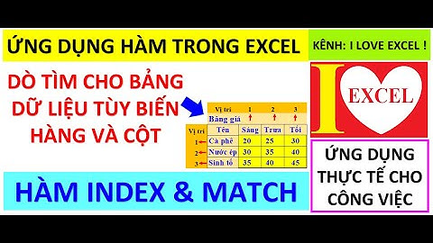 HÀM INDEX - MATCH - DÒ TÌM CHO BẢNG DỮ LIỆU TÙY BIẾN HÀNG VÀ CỘT - ILOVEEXCEL!