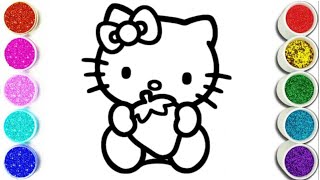 Hello Kitty Holding her Strawberry Drawing, Painting and Coloring for Kids & Toddlers