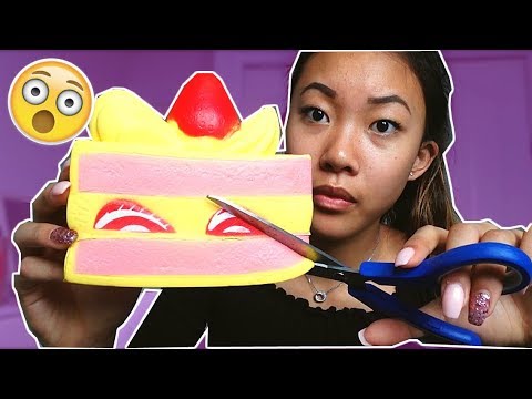 INSANE SQUISHY DARES!! I Cut My Jumbo Cake Squishy   !