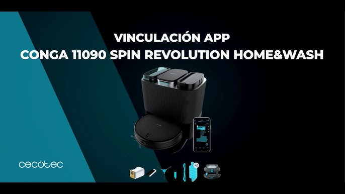 Ficha de Robot Aspirador y friegasuelos CECOTEC Conga 11090 Spin Revolution  Base de autovaciado, autolimpieza y secado de fregonas Navegación láser  ultrasónica Cepillo multifunción Cepillo lateral (08105)