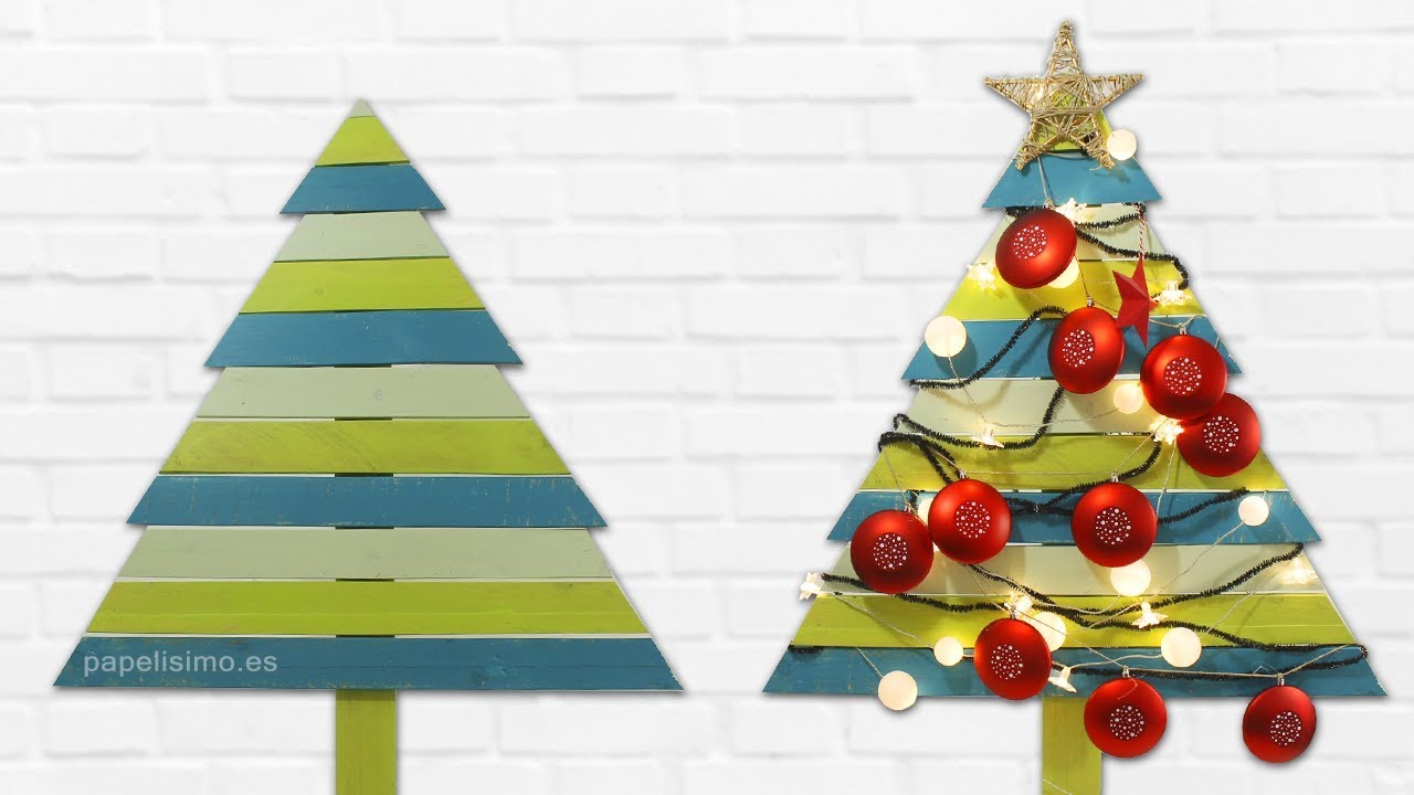 Forma de madera árbol de Navidad Decoración Rústica Craft en Blanco Pié Madera De Pino 