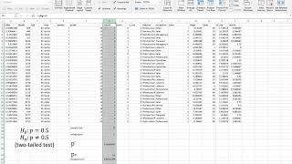 how to do the two tailed hypothesis test of a population proportion in excel