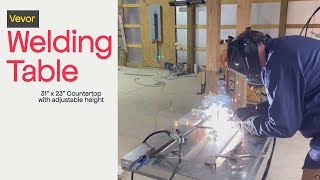 REVIEW: Folding VEVOR Welding Table, 31" x 23",  Adjustable Angle & Height, Casters, Retractable