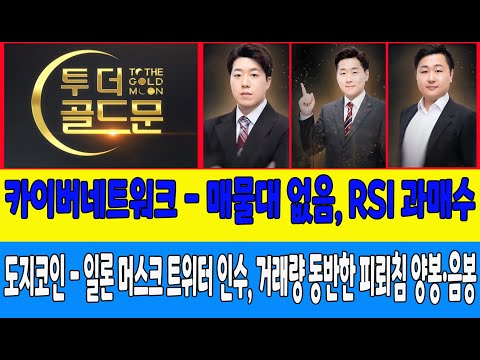 카이버네트워크 - 매물대 없음, RSI 과매수/도지코인 - 일론 머스크 트위터 인수, 거래량 동반한 <strong>피뢰침</strong> 양봉·음봉 (비트필승, 코인트레이너)