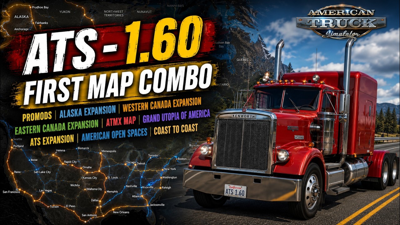 ATS 1.60 First Map Combo | Promods | Alaska Expansion | ATMX MAP ...