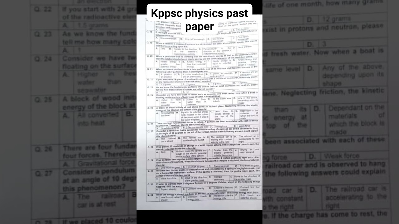 kppsc physics past paper