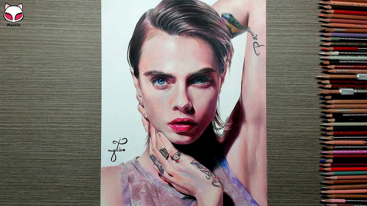 Drawing Cara Delevingne 카라 델레바인 그림 그리기 | Mystic 