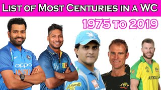 List of Most Centuries in a Single World Cup 1975 to 2019 - ALL TIME RECORD || ICC World Cup || EP-4