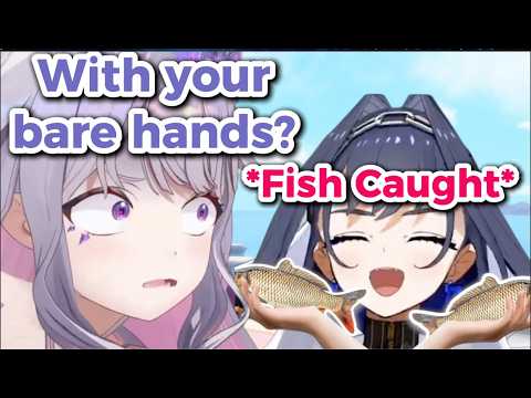 Biboo Can't Believe Kronii Caught Two Fish With Her Bare Hands