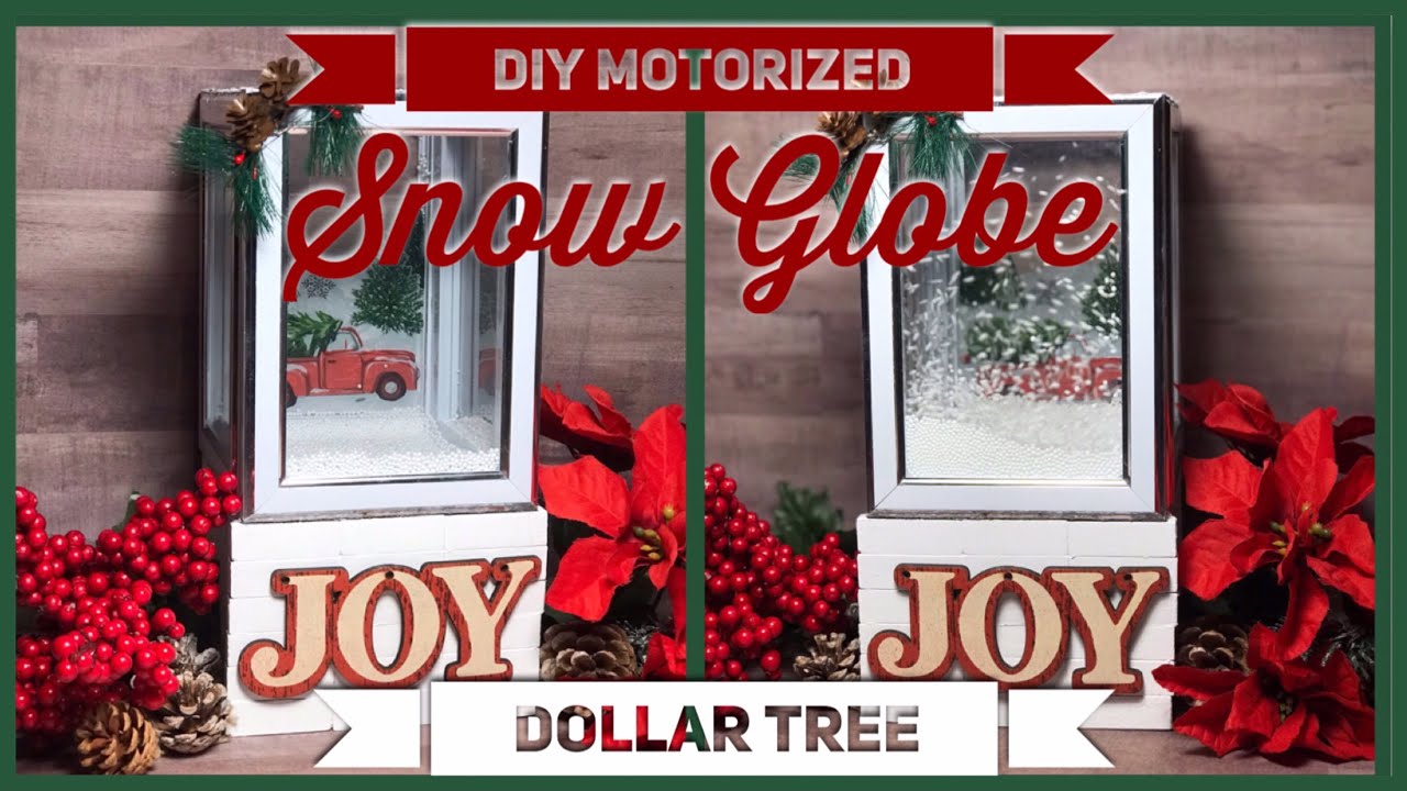 Diy Christmas Motorized Blowing Snow Globe Red Truck Falling Snow Dollar Tree Christmas Decor