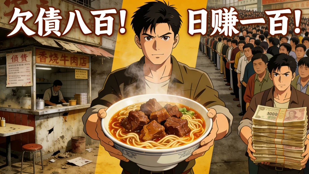 【短劇】✅️穿越80年代背負巨債？覺醒神級美食系統，一碗秘製牛肉麵日賺百元，全工廠排隊瘋搶！#短劇