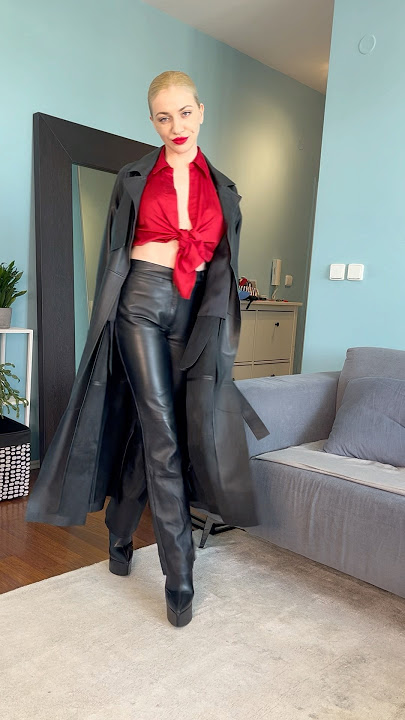 Black and red🖤❤️😌 #leathercoat #leatherpants
