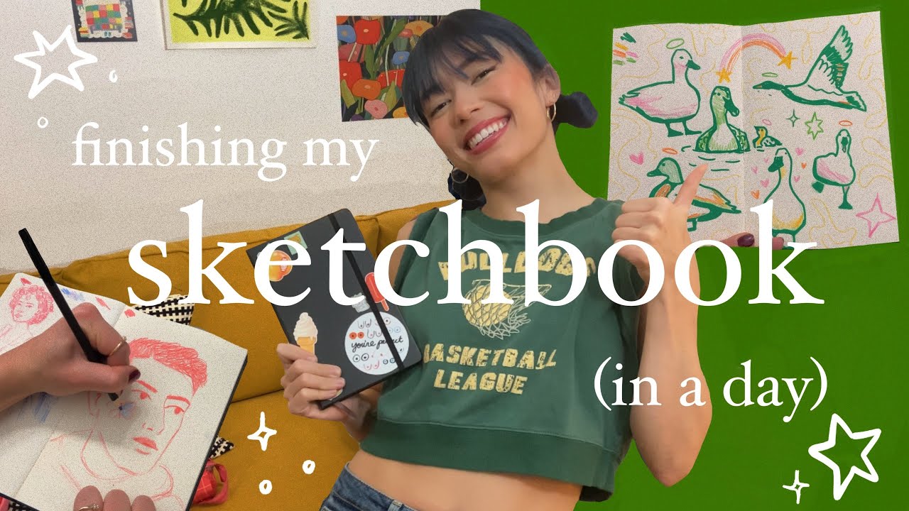 finishing my sketchbook in a day ★ my first sketchbook ☻ art studio ...