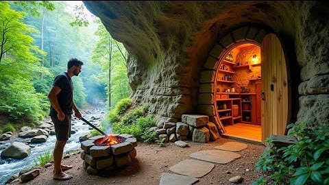 I Built a Hidden Shelter in the Jungle Inside a Giant Rock