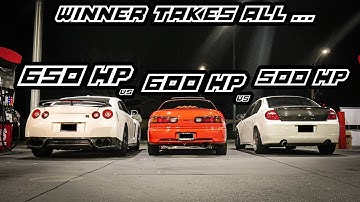 600 HP INTEGRA VS 500 HP SRT4 VS 650 HP GTR HIGHWAY RUNS