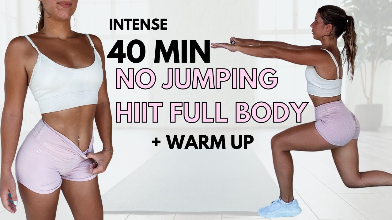40 MIN FULL BODY HIIT WORKOUT - no jumping, no repeat and no equipment ...