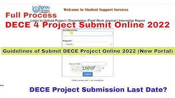 IGNOU DECE 04 Project Submit Online 2022 | DECE Programme Submit Project Online