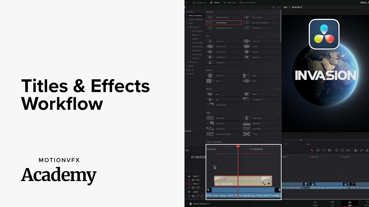 Titles & Effects Workflow — DaVinci Resolve Lesson 12 — MotionVFX