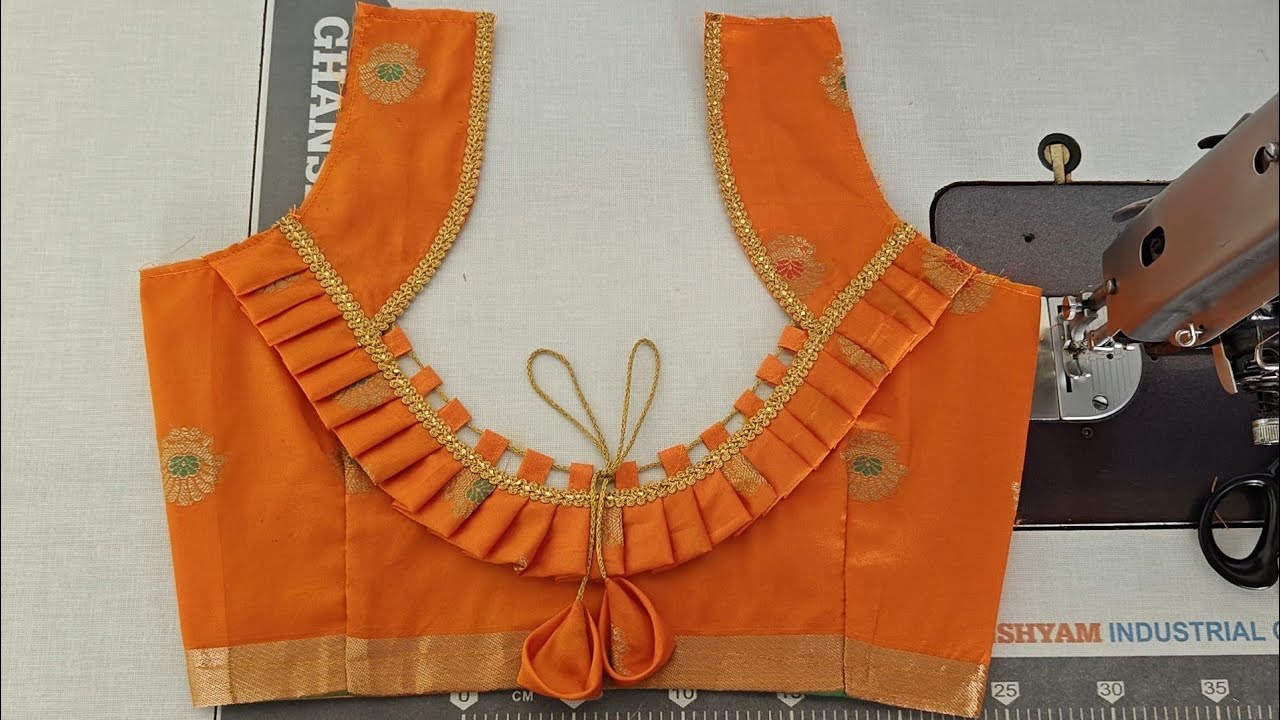 Beautiful Frill Back Neck Blouse Design Tutorial | Trendy & Easy Pattern Cutting + Stitching